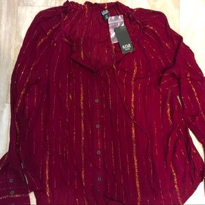 Large nwt red shirt w gold lines